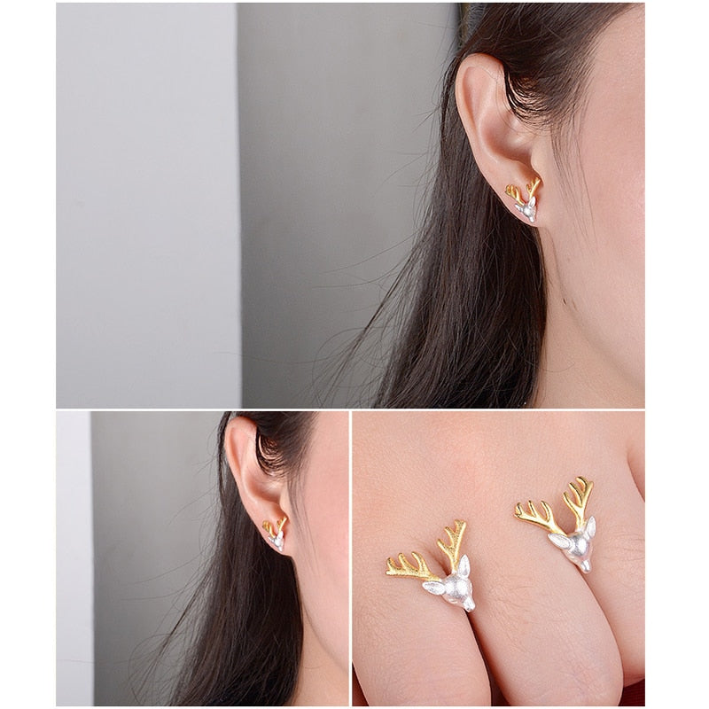Christmas Stud Earrings Rhinestone Snowflake Elk Earrings
