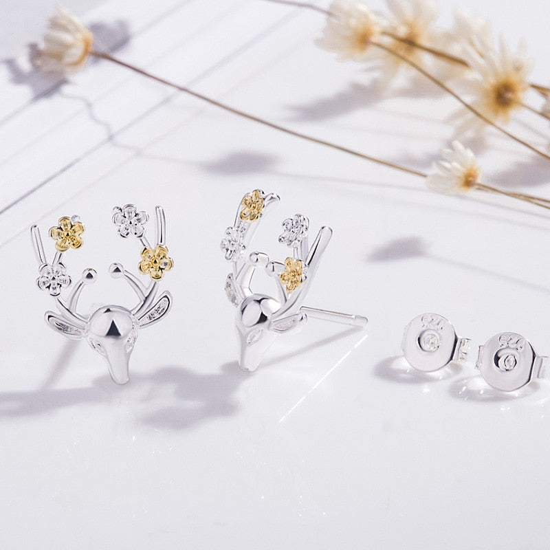 Christmas Stud Earrings Rhinestone Snowflake Elk Earrings