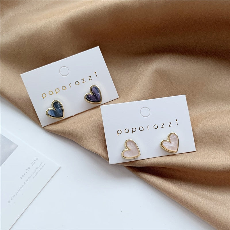 Sweet Acrylic Heart Stud Earrings
