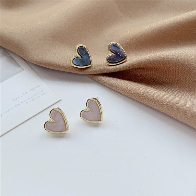 Sweet Acrylic Heart Stud Earrings