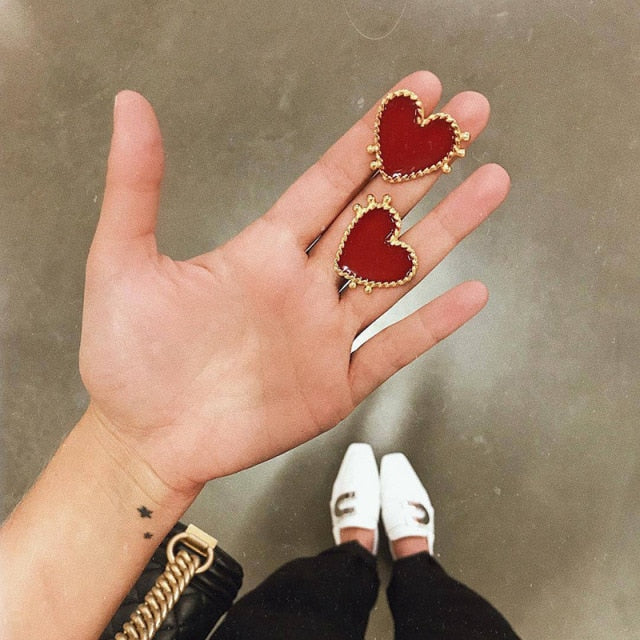 Sweet Acrylic Heart Stud Earrings