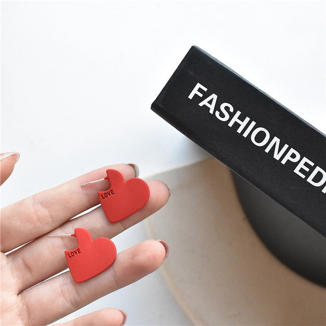 Sweet Acrylic Heart Stud Earrings