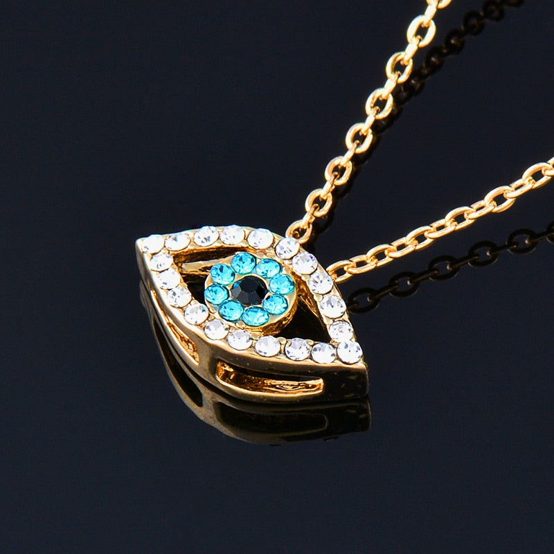 Blue Evil Eye Blue Rhinestone Eye Choker Necklace