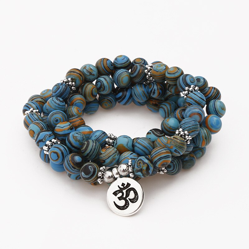8mm Blue Malachite Stone Beads Multi-layer Winding Bracelet