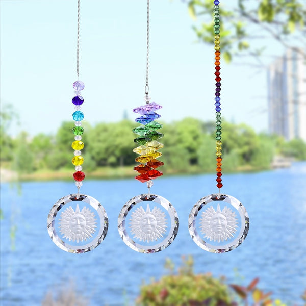 3pcs/Set Chakra Suncatcher With Sunflower Pendant
