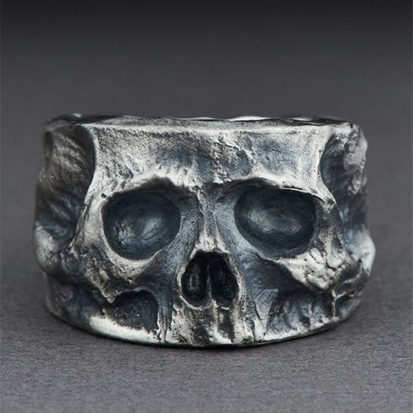Gothic Black Mens Skull Ring 316L Stainless Steel Rings for Men