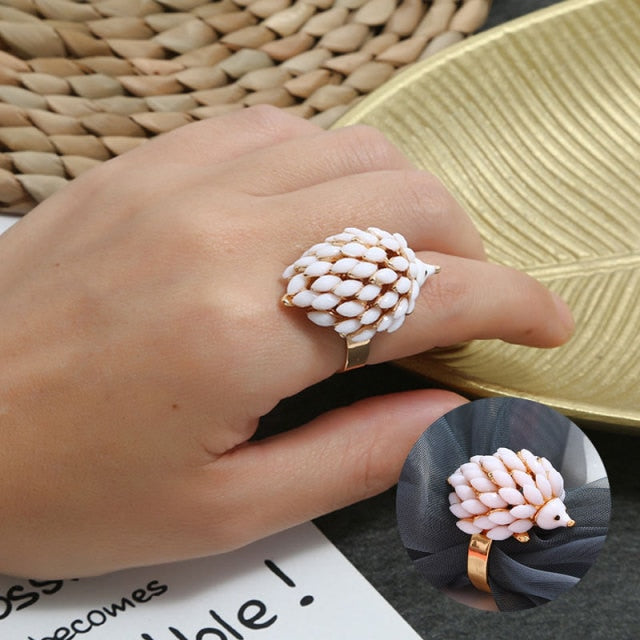 Big Imitation Pearls  Gold Color Metal Hollow  Rings