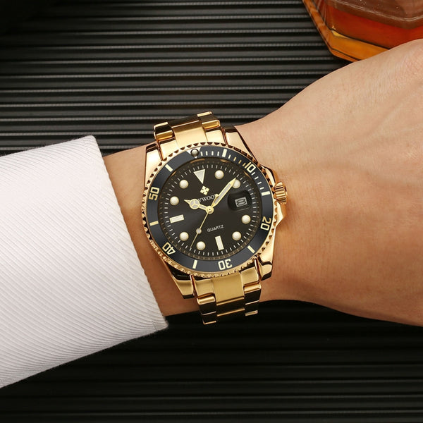 Relojes de pulsera deportivos de buceo de cuarzo para hombre, de lujo, impermeables y automáticos, con fecha