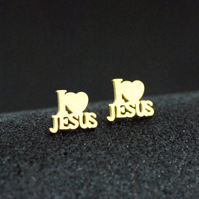 Stainless Steel Jesus Cross Necklace Jewelry Set