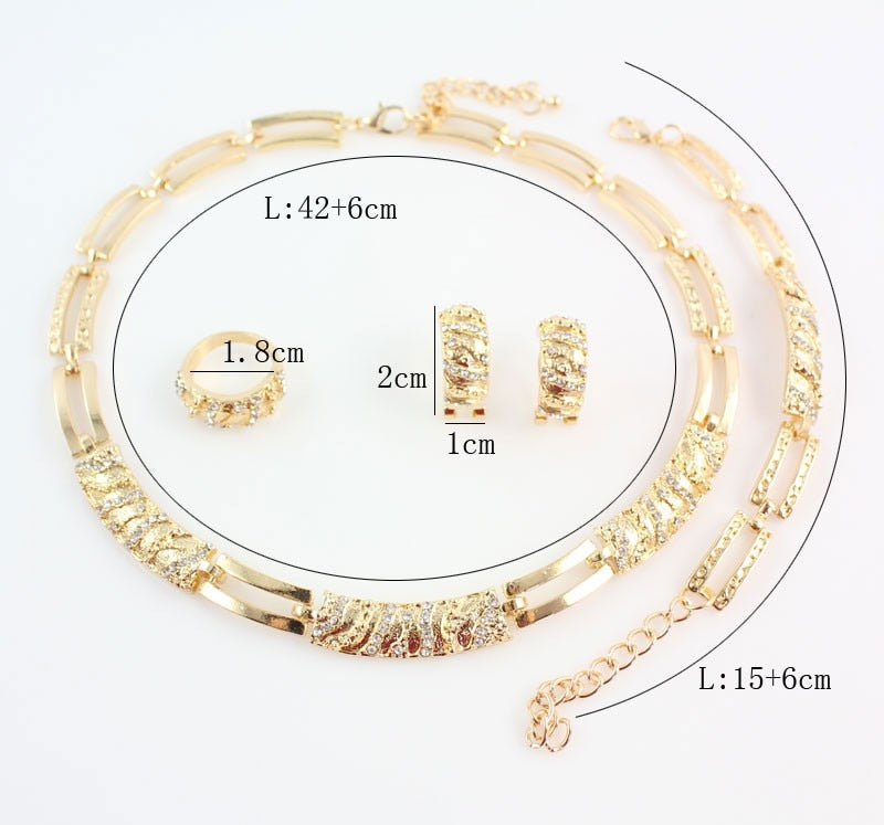 Crystal Necklace Earring Ring Bracelet Jewelries Set