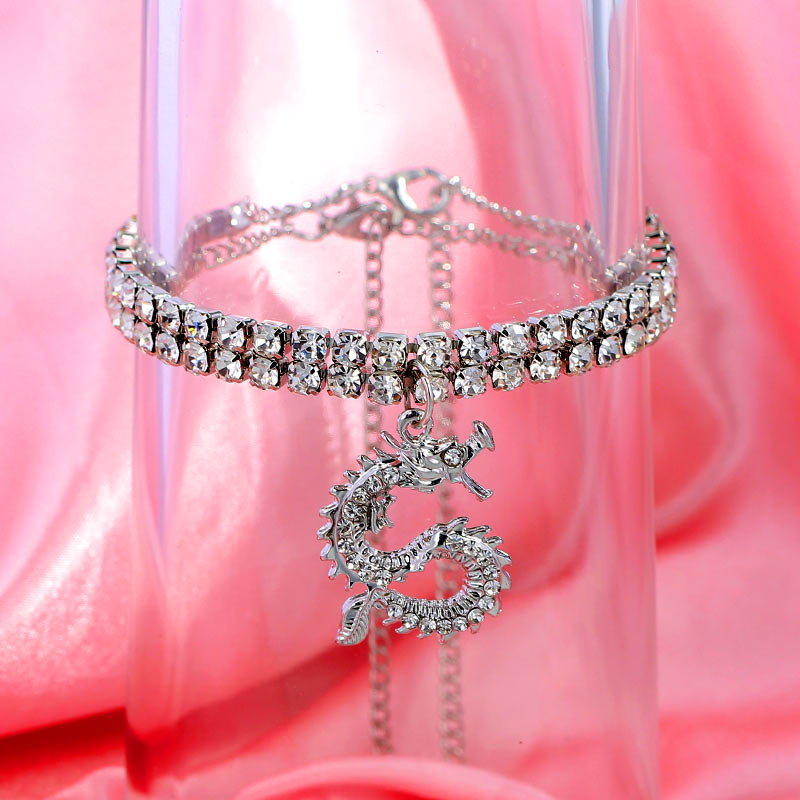 New Bling Dragon Crystal Tennis Chain Anklet for Women