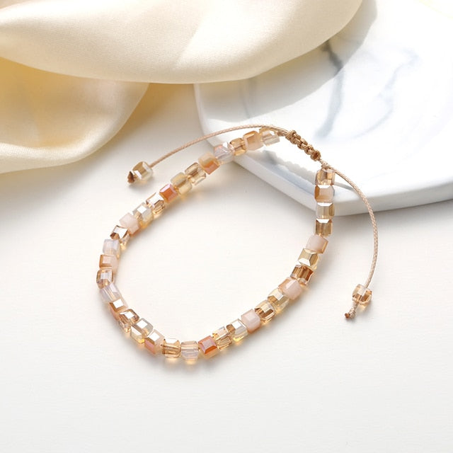 adjustable length cubic crystal beaded bracelets for women