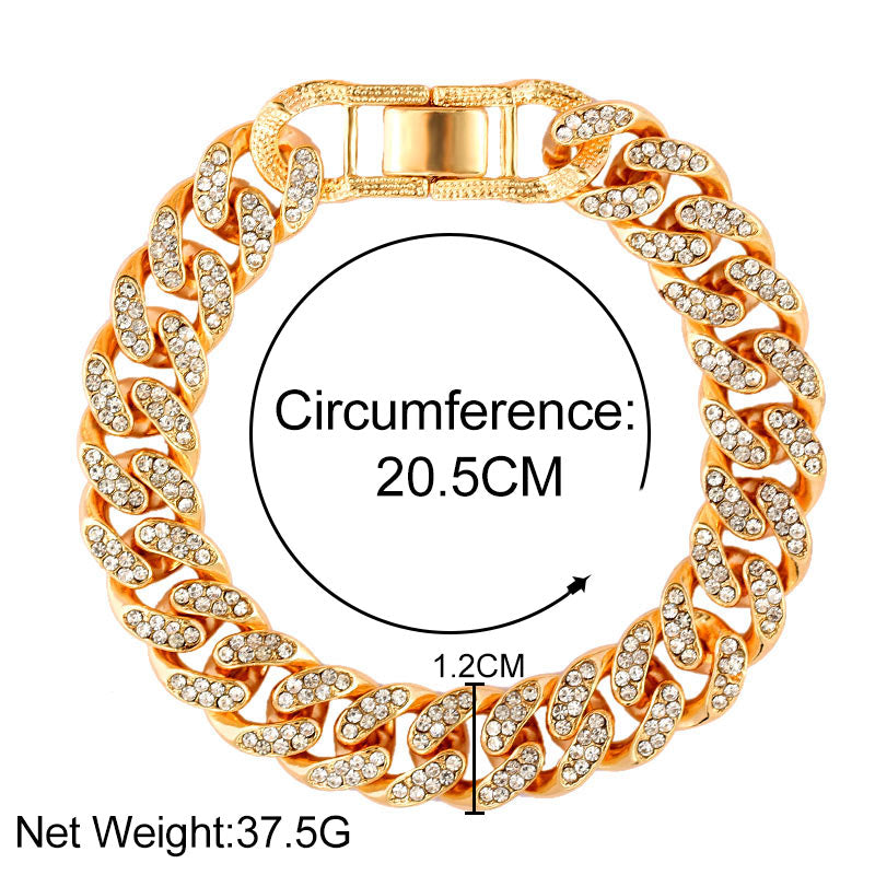 Luxury 12mm Iced Out Cuban Link Chain Bracelet for Women