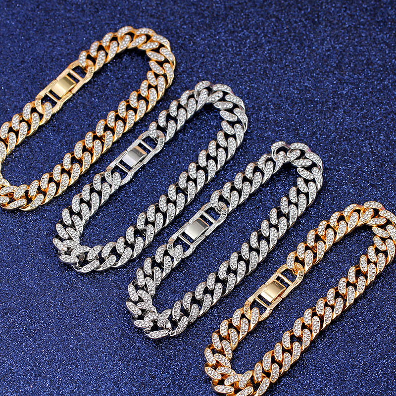 Luxury 12mm Iced Out Cuban Link Chain Bracelet for Women