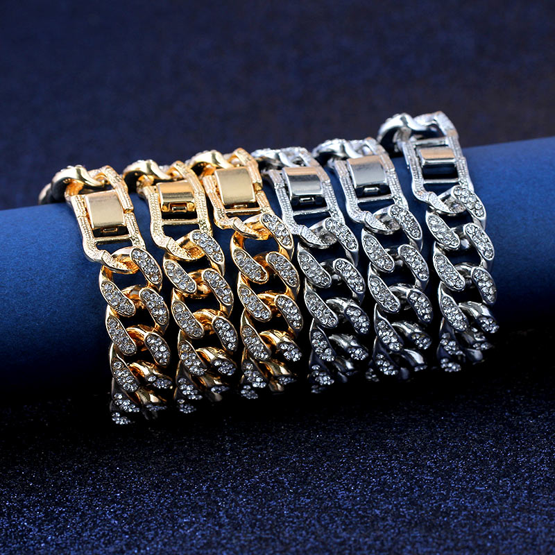 Luxury 12mm Iced Out Cuban Link Chain Bracelet for Women