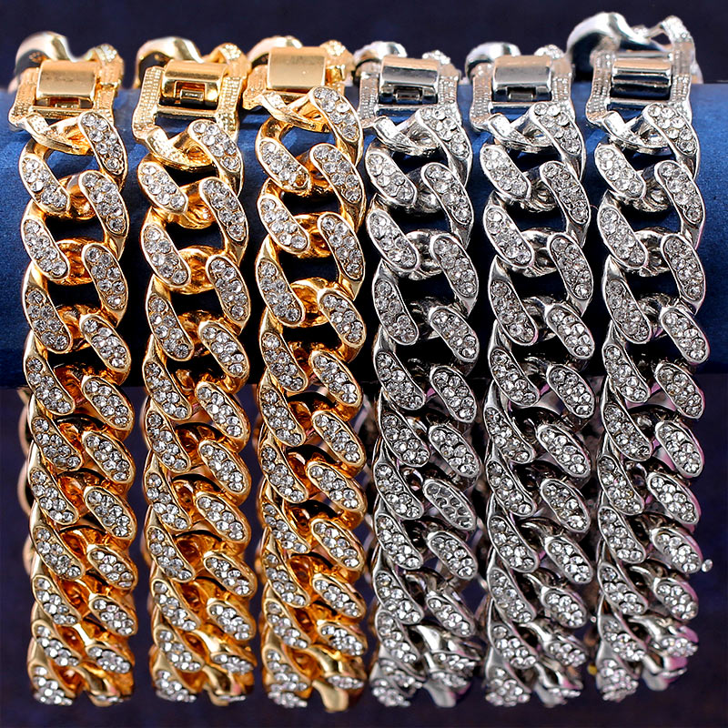 Luxury 12mm Iced Out Cuban Link Chain Bracelet for Women