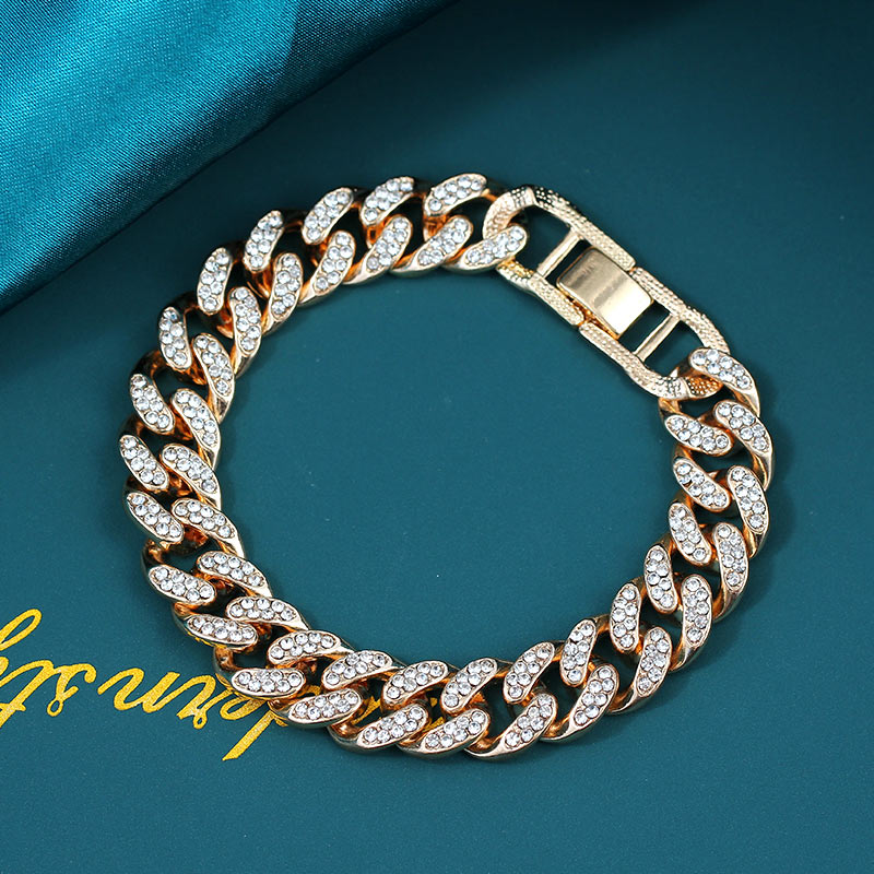 Luxury 12mm Iced Out Cuban Link Chain Bracelet for Women
