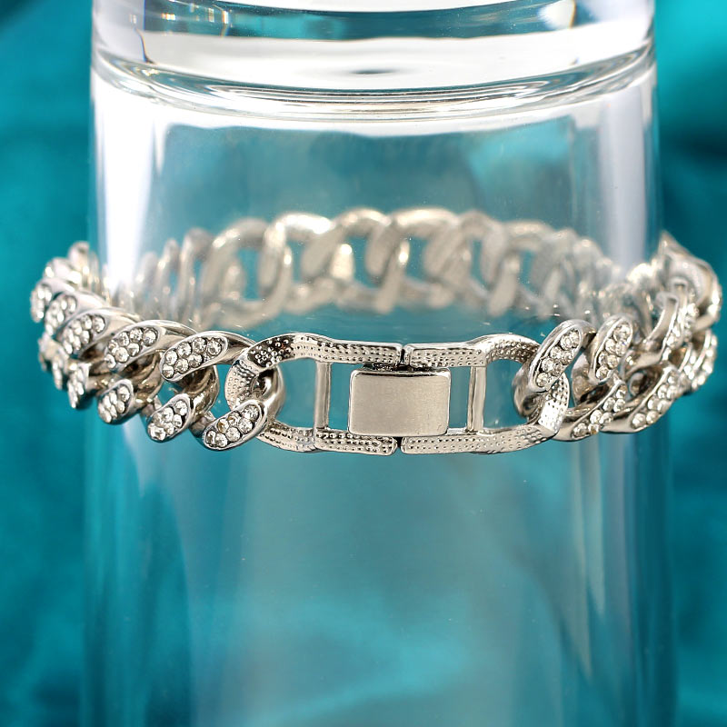 Luxury 12mm Iced Out Cuban Link Chain Bracelet for Women