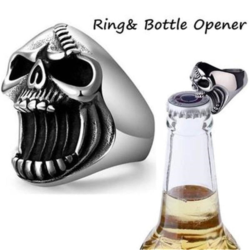 Punk Bottle Opener  Hip Hop Skull Head Rings