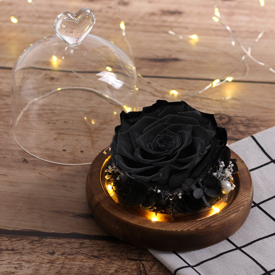 Natural Rose In Glass Dome With Light  Day Christmas Gifts