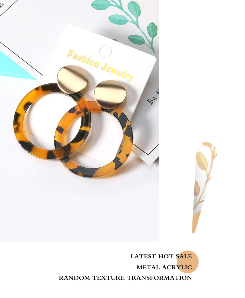 Geometric Acrylic Fashion Statement Drop Earrings