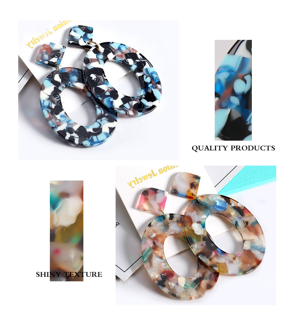 Geometric Acrylic Fashion Statement Drop Earrings