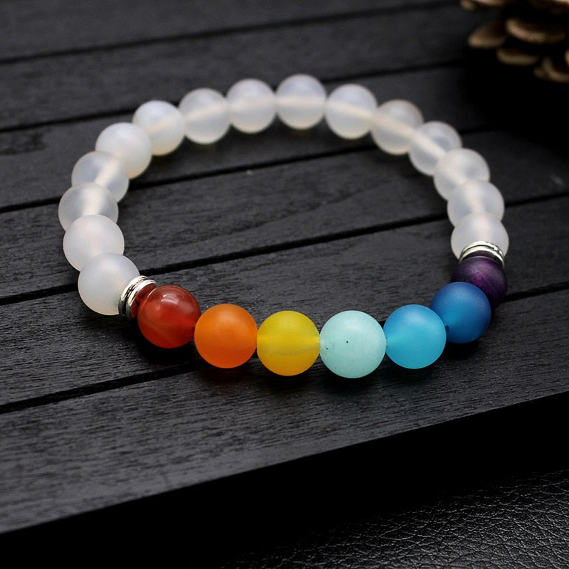 7 Chakra  Natural Lava Stone Tiger Eye Beads Bracelet