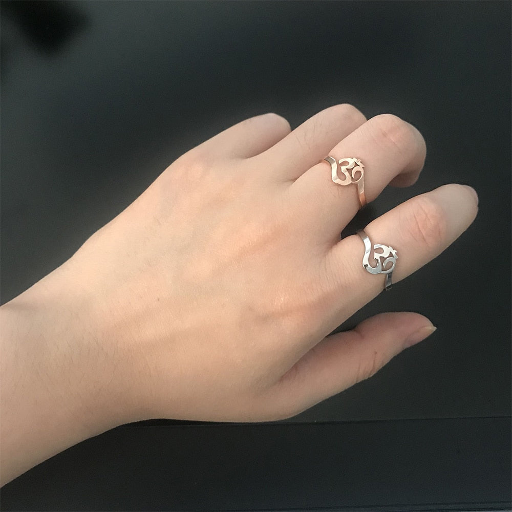 Buddhism Hindu Yoga Om Aum Rings For Women