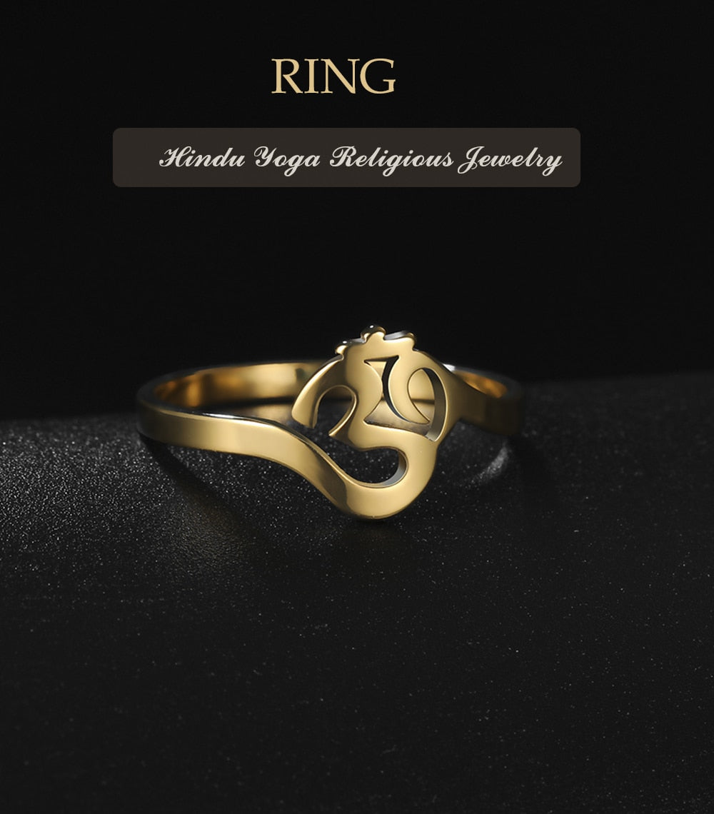 Buddhism Hindu Yoga Om Aum Rings For Women