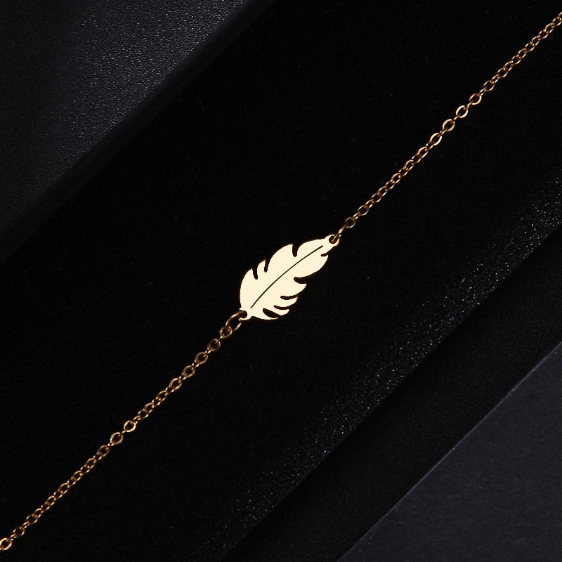 Feather Shape Necklace Bracelet Earring Lover's Sets For Women