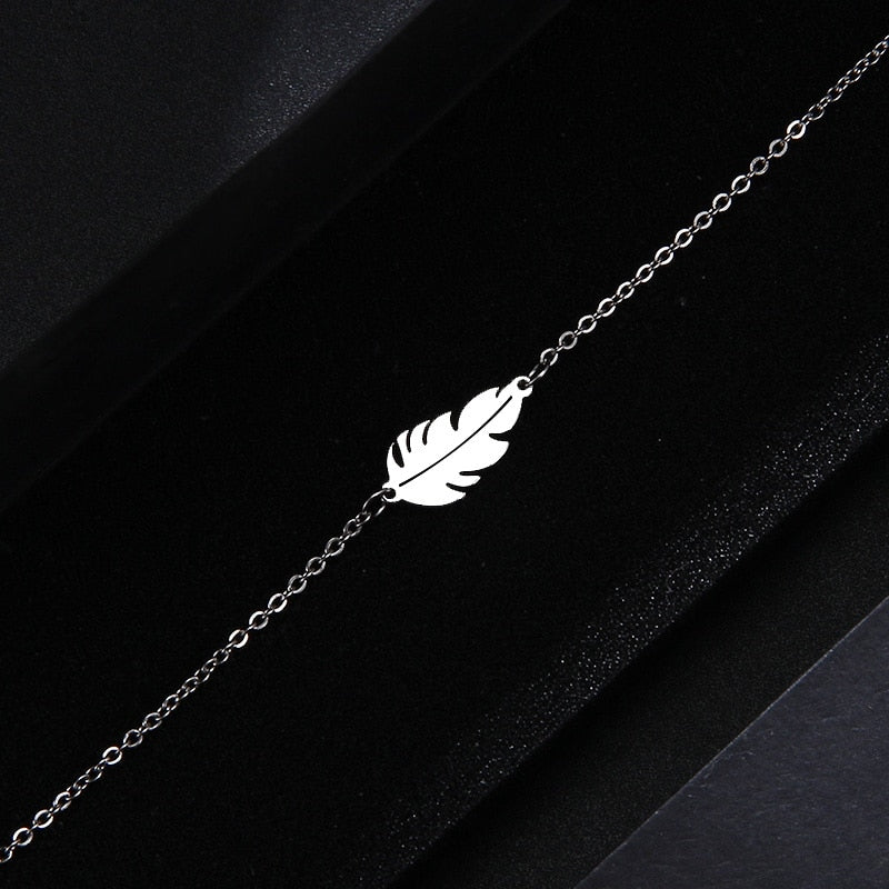 Feather Shape Necklace Bracelet Earring Lover's Sets For Women