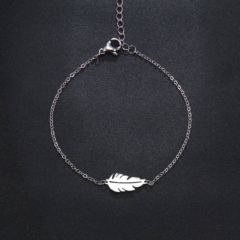 Feather Shape Necklace Bracelet Earring Lover's Sets For Women