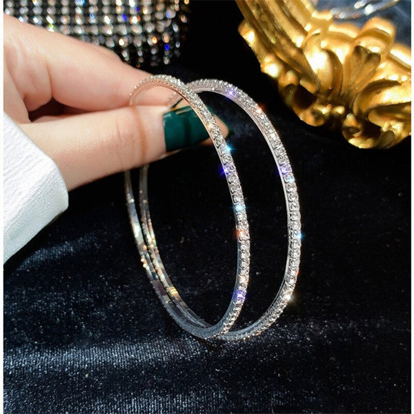 Big Round Crystal Hoop Earrings for Women