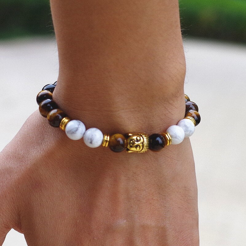 8MM Tiger Eye Stone Yoga  Mala Buddha Bracelet