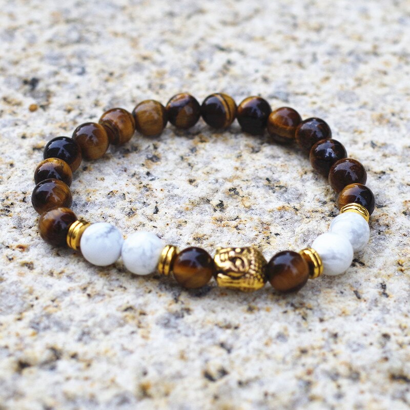 8MM Tiger Eye Stone Yoga  Mala Buddha Bracelet