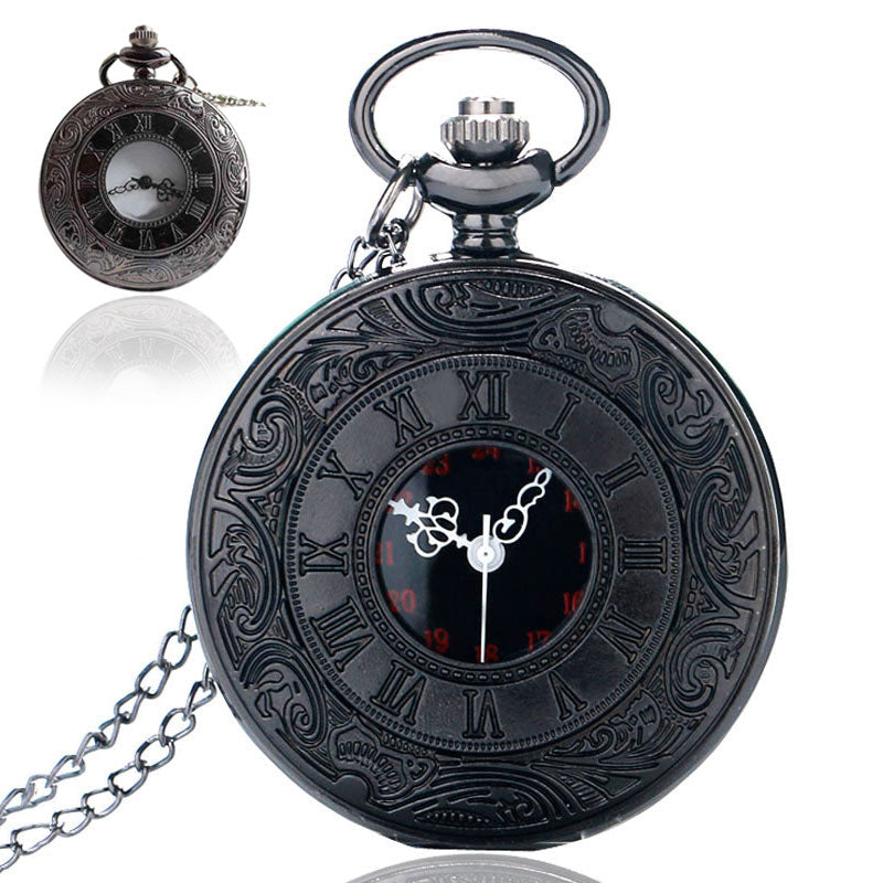 Dual Display Clamshell Rome Retro Hollow Imitation Mechanical Pocket Watch