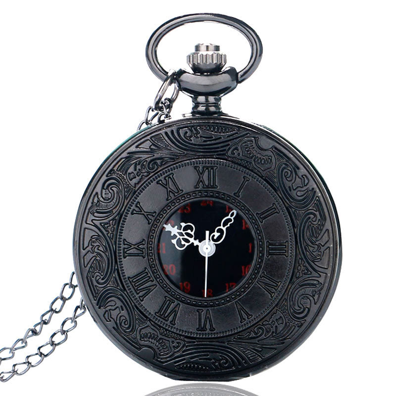Dual Display Clamshell Rome Retro Hollow Imitation Mechanical Pocket Watch