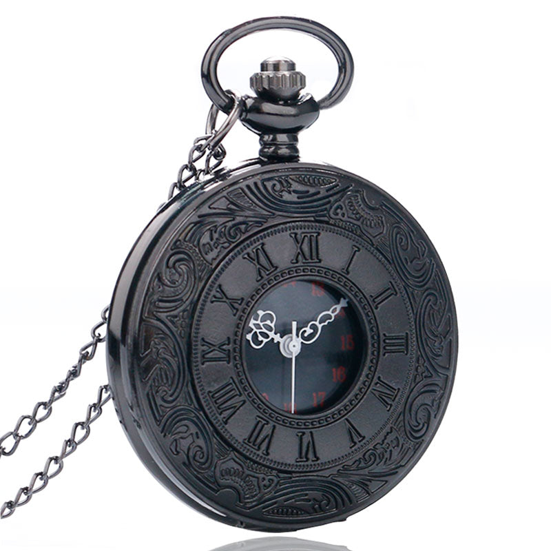 Dual Display Clamshell Rome Retro Hollow Imitation Mechanical Pocket Watch