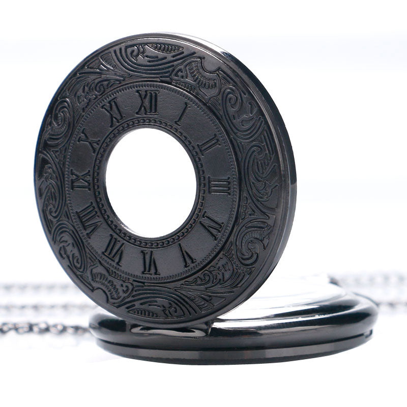 Dual Display Clamshell Rome Retro Hollow Imitation Mechanical Pocket Watch