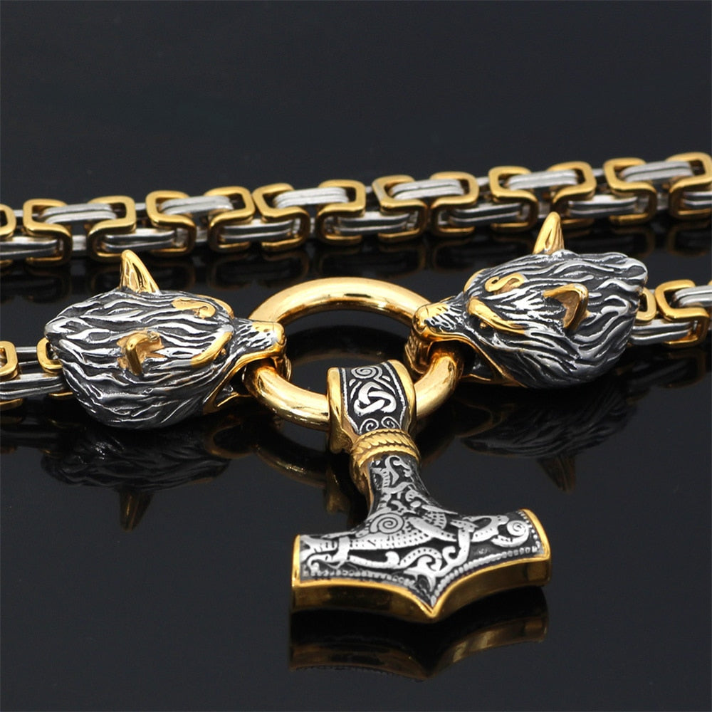 Viking Wolf Head Stainless Steel Pendant