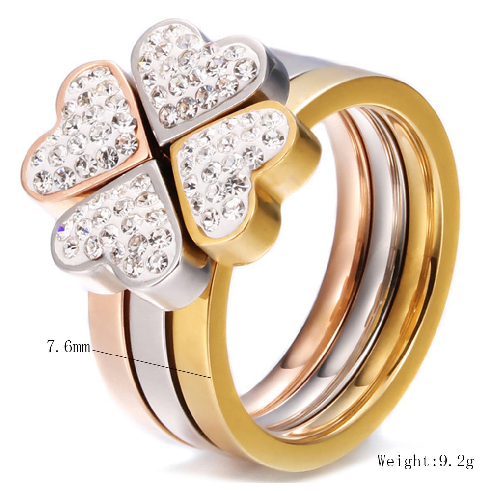 316L Stainless Steel Jewelry Unique 3in1 Heart Rings For Women