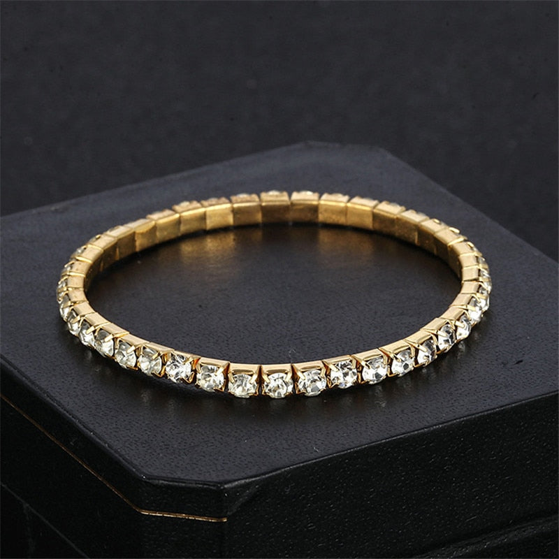 Stretch Bling Single Row Rhinestones Bracelets For Women