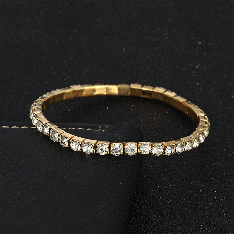 Stretch Bling Single Row Rhinestones Bracelets For Women