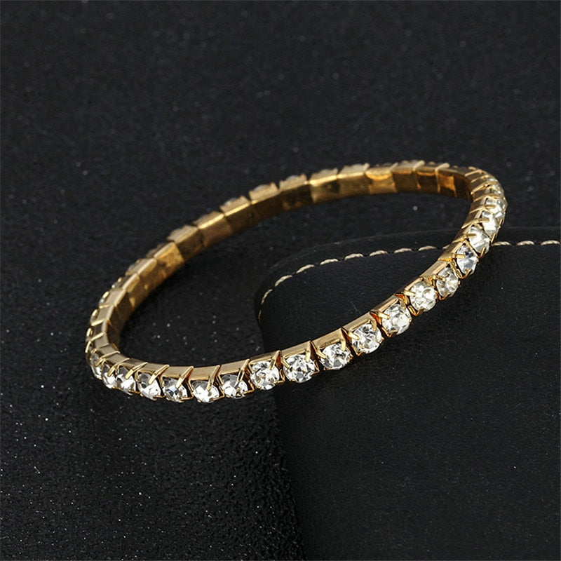 Stretch Bling Single Row Rhinestones Bracelets For Women