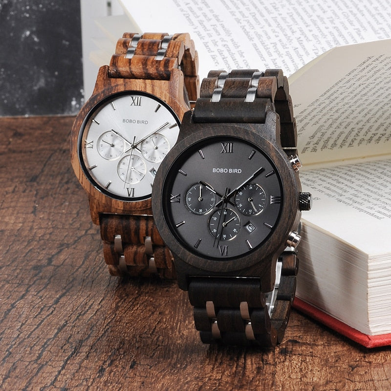 Lovers Couple Wood and Steel Combined Wooden Watch
