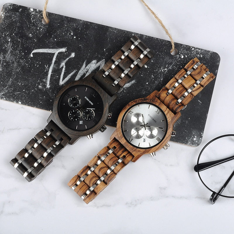 Lovers Couple Wood and Steel Combined Wooden Watch