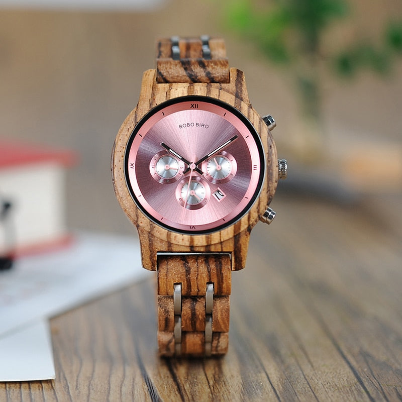 Lovers Couple Wood and Steel Combined Wooden Watch