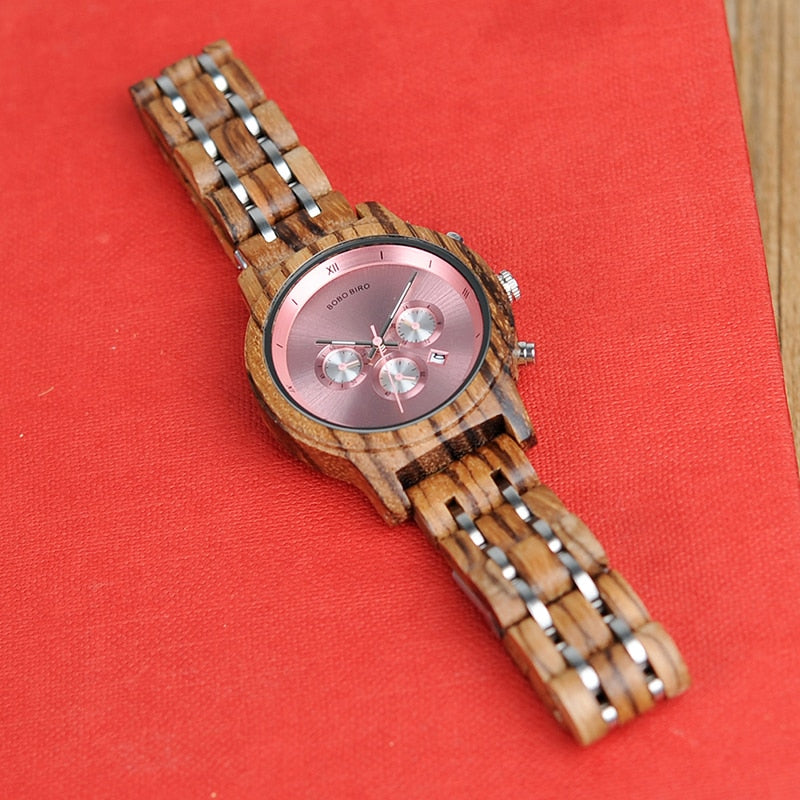 Lovers Couple Wood and Steel Combined Wooden Watch