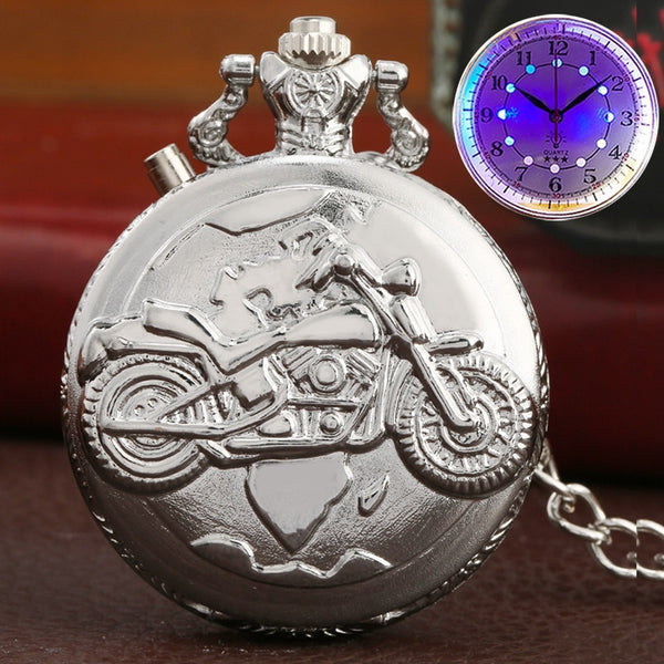 Reloj luminoso con LED para motocicleta, diseño MOTO, color plateado
