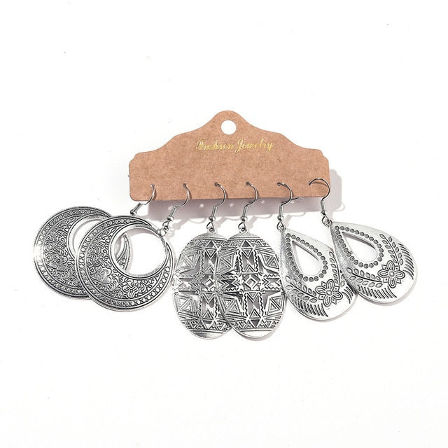 Vintage Metal Dangle Drop Earrings Sets